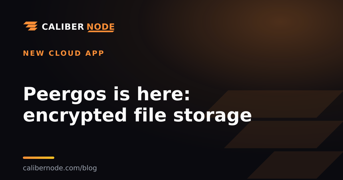 Peergos encrypted file storage is now available on Caliber Node Cloud Apps.